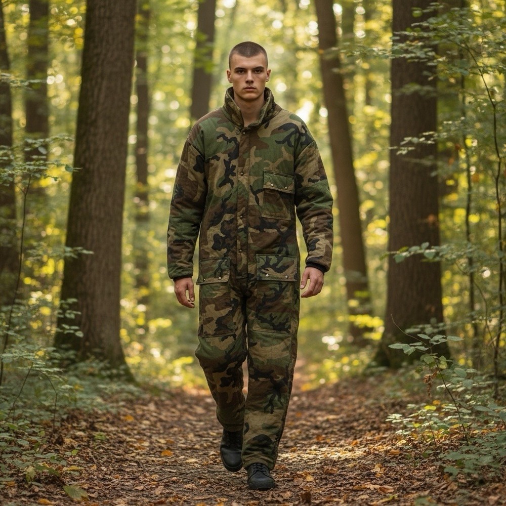 Chiller Killer Camouflage Insulated Thermal Coverall Hunting Side Zippers L/XL